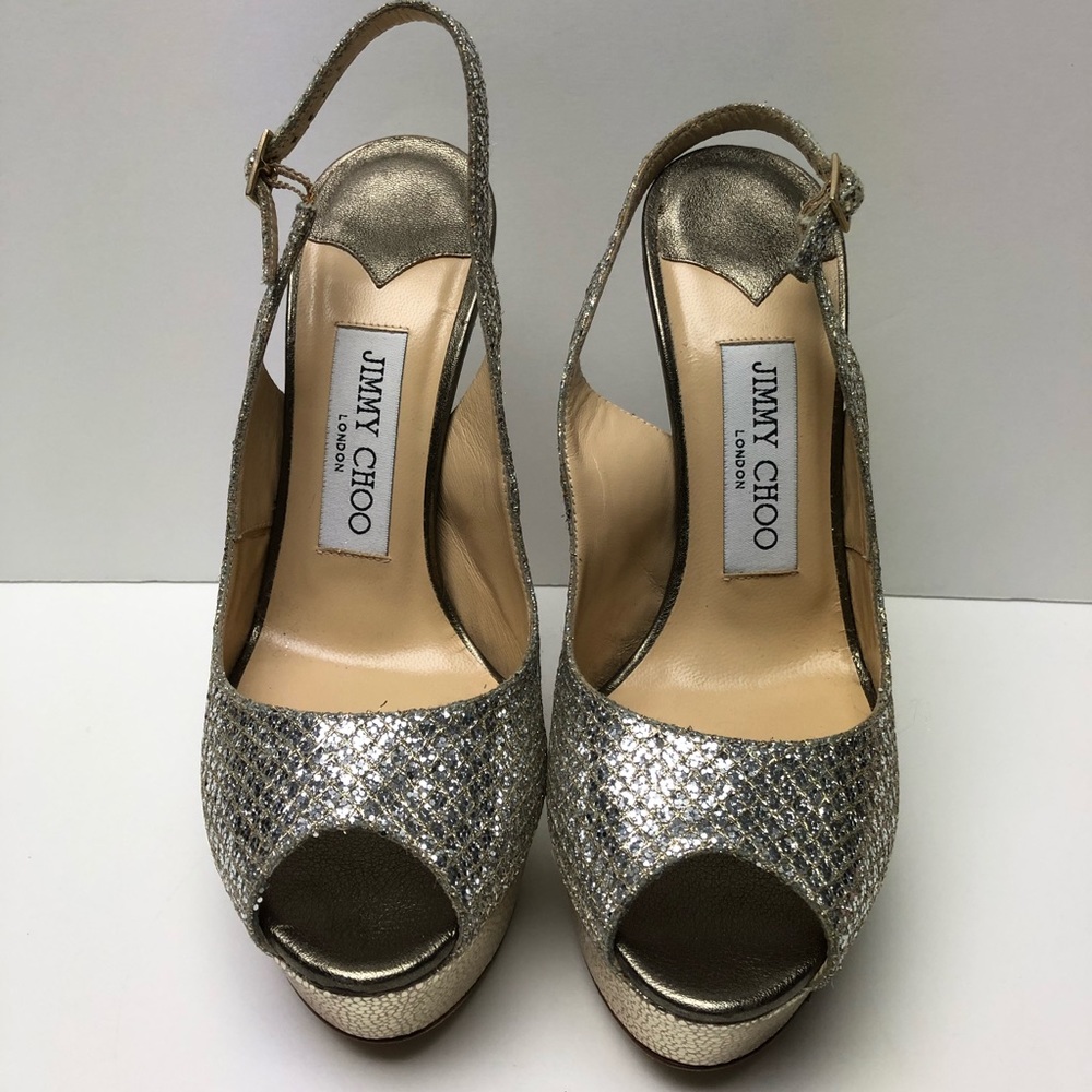 *ITEM SOLD* Jimmy Choo Nova Glitter Sling Backs
